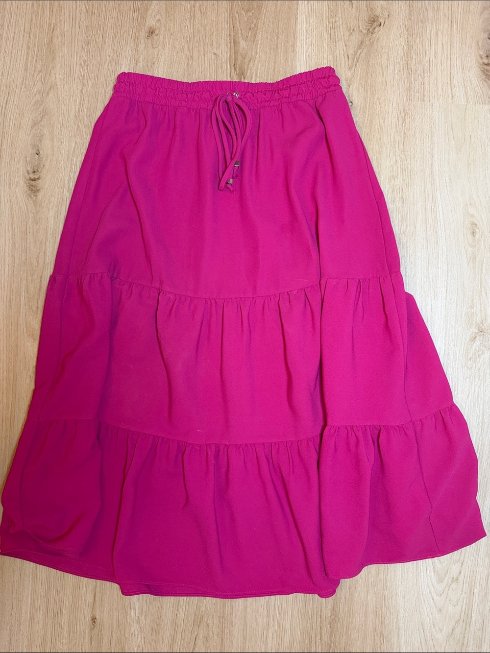 Collection B Tiered Drawstring Midi Skirt - Fuchsia